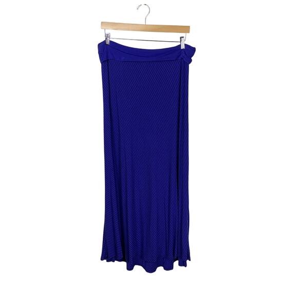 GAP Indigo Blue Fold Over Diagonal Stripe A-Line Maxi Skirt - Size L - Picture 2 of 4